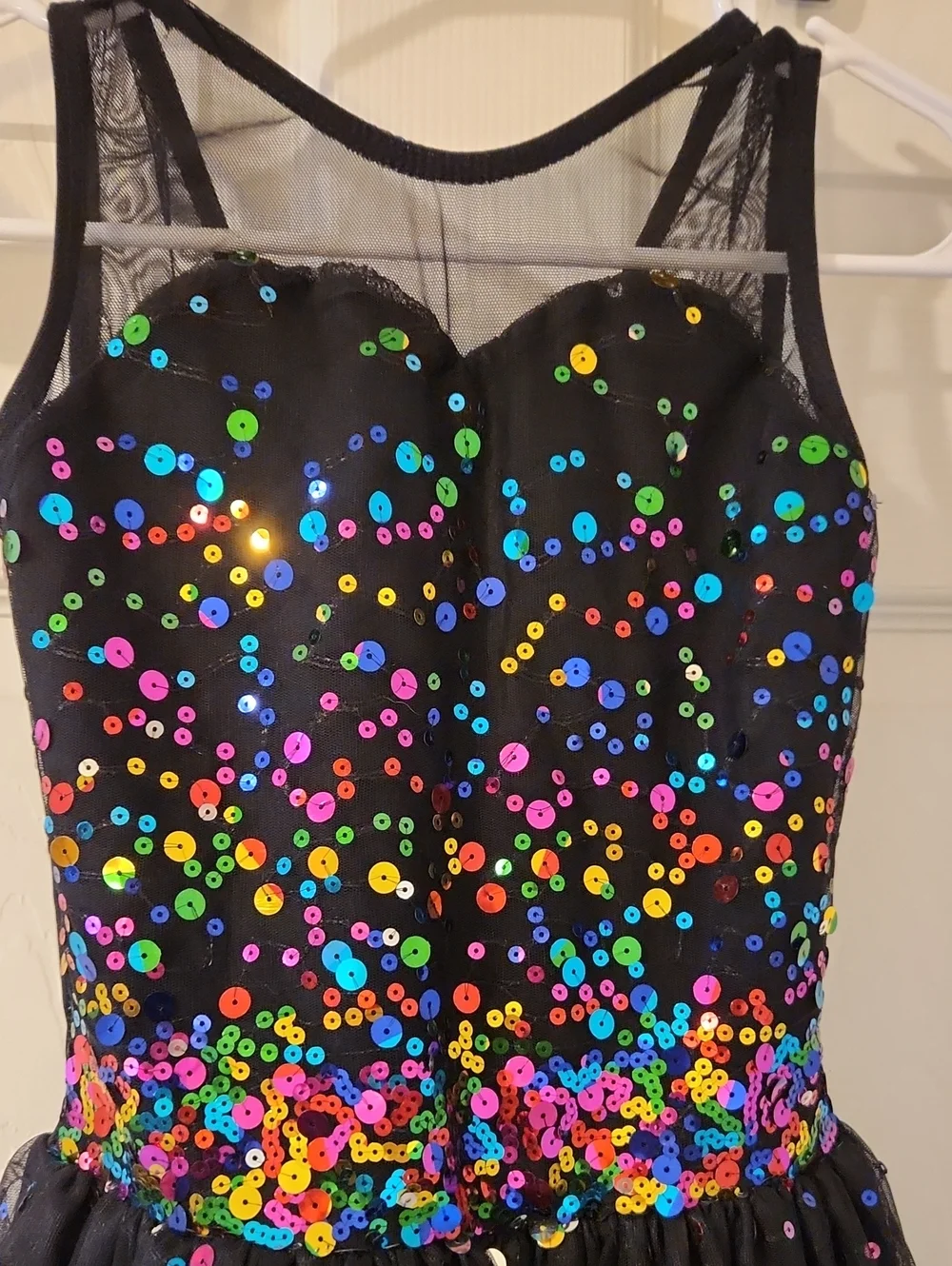 Black Sequin Dance Performance Competition One Piece